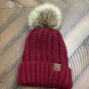 Cranberry Pom Pom C.C  Winter‎ Lined beanie CC Beanie